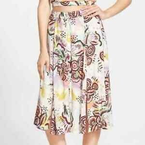 ASTR The Label Floral Button Front Midi Skirt with Front Slits | Size S